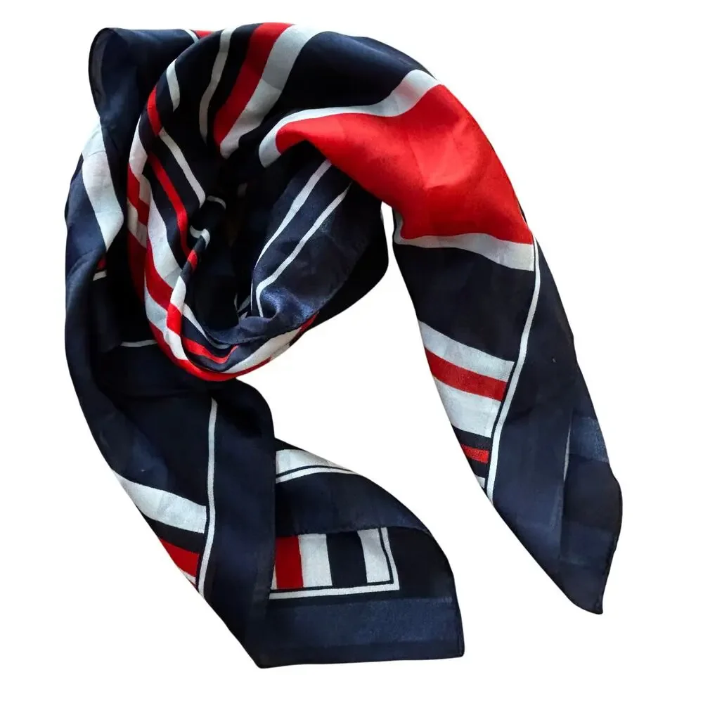 Vintage red white & blue scarf silky burnout stripe mod 30